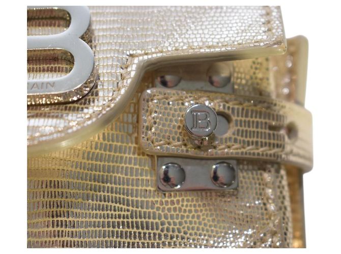 Balmain B-Buzz 23 Mini Borsa a Tracolla Oro Metallizzato Effetto Lucertola D'oro - vista 17