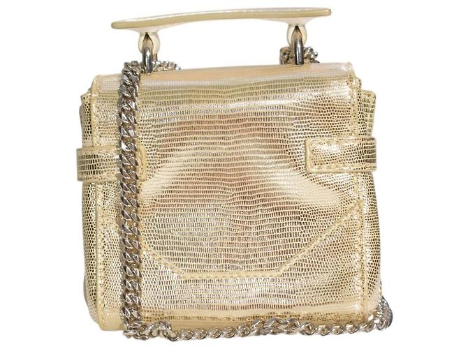 Balmain B-Buzz 23 Mini Borsa a Tracolla Oro Metallizzato Effetto Lucertola D'oro - vista 4