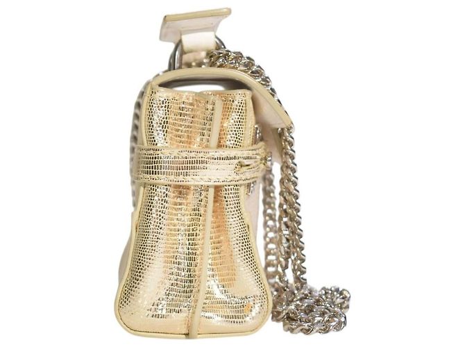 Balmain B-Buzz 23 Mini Borsa a Tracolla Oro Metallizzato Effetto Lucertola D'oro - vista 7