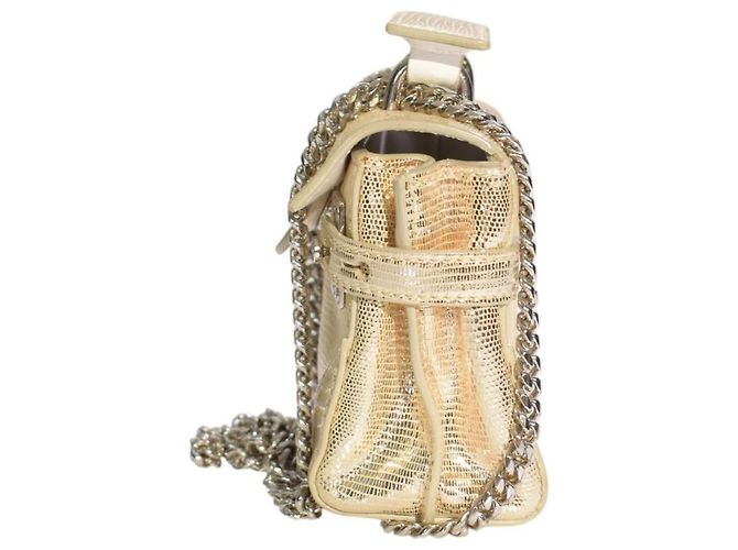 Balmain B-Buzz 23 Mini Borsa a Tracolla Oro Metallizzato Effetto Lucertola D'oro - vista 8