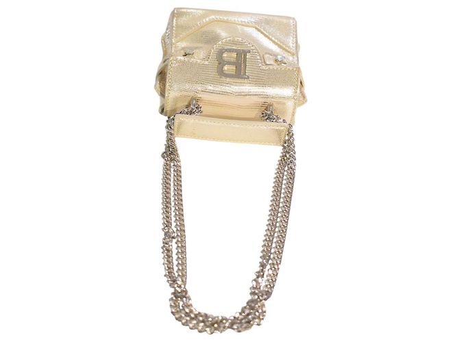 Balmain B-Buzz 23 Mini Borsa a Tracolla Oro Metallizzato Effetto Lucertola D'oro - vista 9