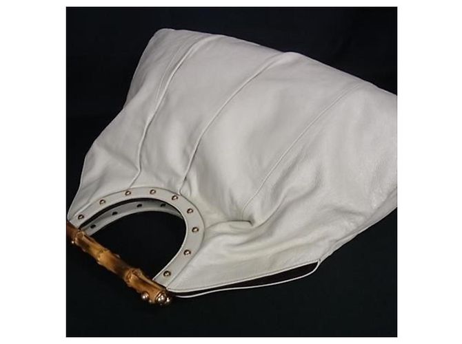 Borsa Gucci Bamboo in pelle avorio Crudo - vista 3