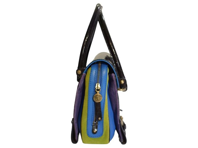 Gianni Versace Couture Carla Handtasche - Wildleder & Lackleder Braun Blau Grün Lila - Ansicht 4