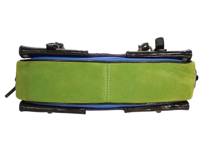Gianni Versace Couture Carla Handtasche - Wildleder & Lackleder Braun Blau Grün Lila - Ansicht 7