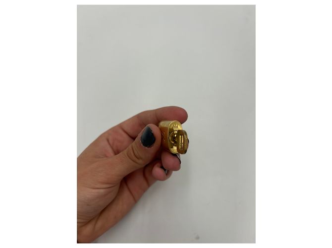 Gemelos Louis Vuitton con logotipo de candado y llave en metal Dorado - vista 3
