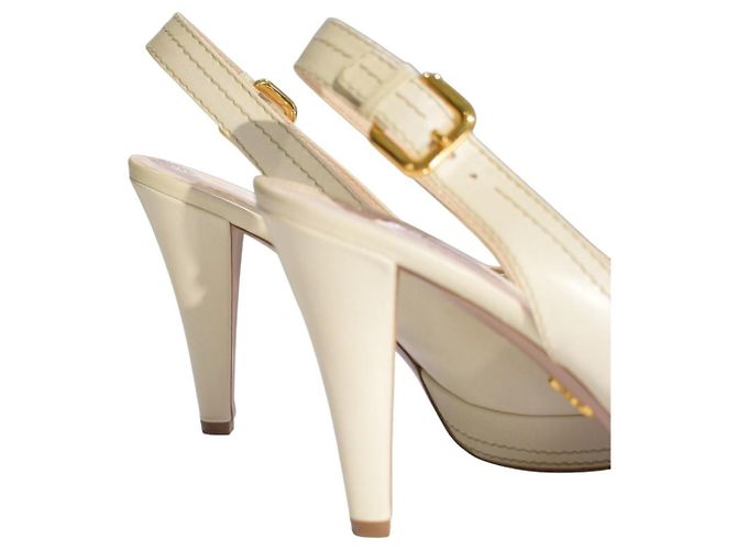 Prada Décolleté Platform Slingback Pelle Crema Crudo - vista 10