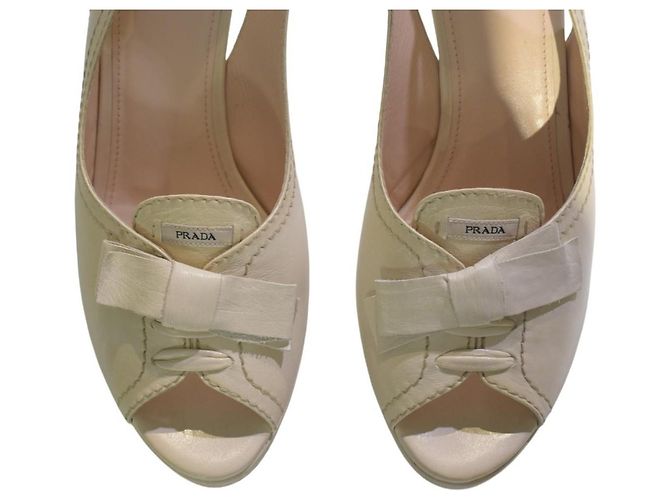 Prada Décolleté Platform Slingback Pelle Crema Crudo - vista 11