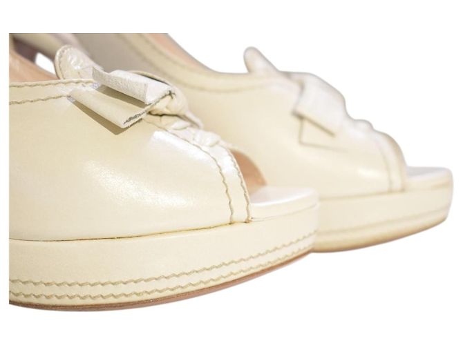 Prada Décolleté Platform Slingback Pelle Crema Crudo - vista 15