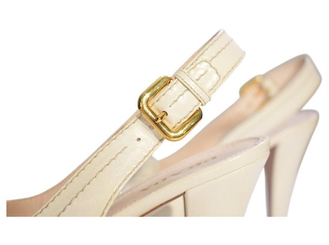 Prada Décolleté Platform Slingback Pelle Crema Crudo - vista 18