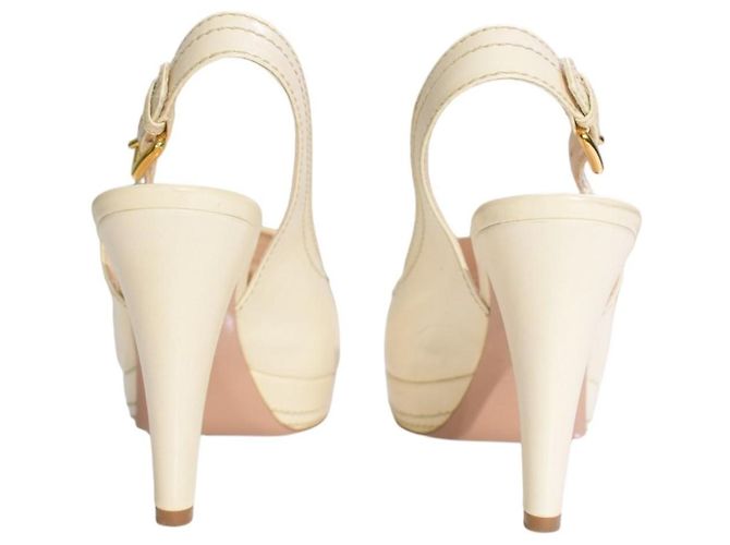 Prada Décolleté Platform Slingback Pelle Crema Crudo - vista 2
