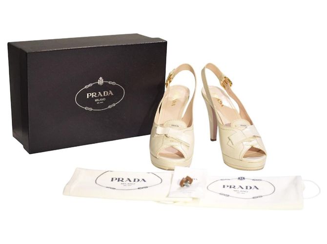Prada Décolleté Platform Slingback Pelle Crema Crudo - vista 4
