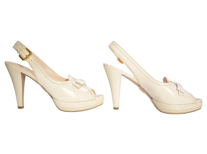 Prada Décolleté Platform Slingback Pelle Crema Crudo - vista 6