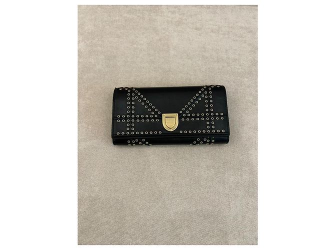Dior Diorama Studded Black Leather Wallet on Chain - view 10