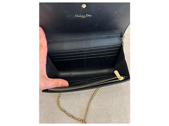 Dior Diorama Studded Black Leather Wallet on Chain - view 12