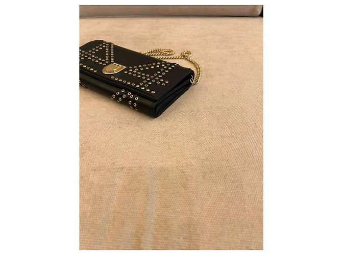 Dior Diorama Studded Black Leather Wallet on Chain - view 4