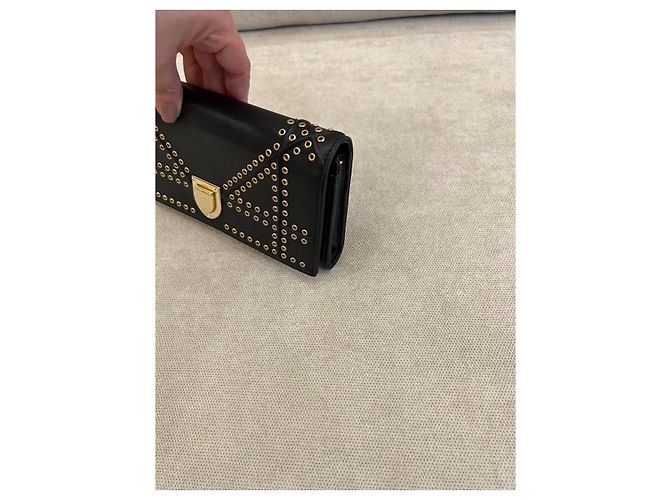 Dior Diorama Studded Black Leather Wallet on Chain - view 6