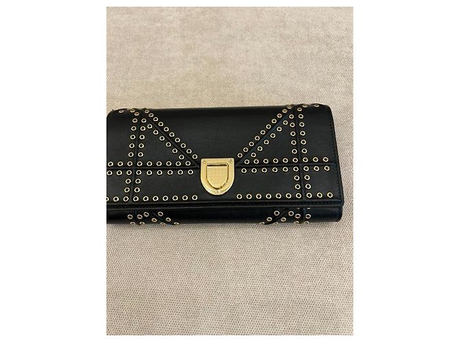 Dior Diorama Studded Black Leather Wallet on Chain - view 7