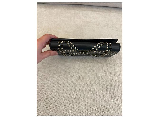 Dior Diorama Studded Black Leather Wallet on Chain - view 8