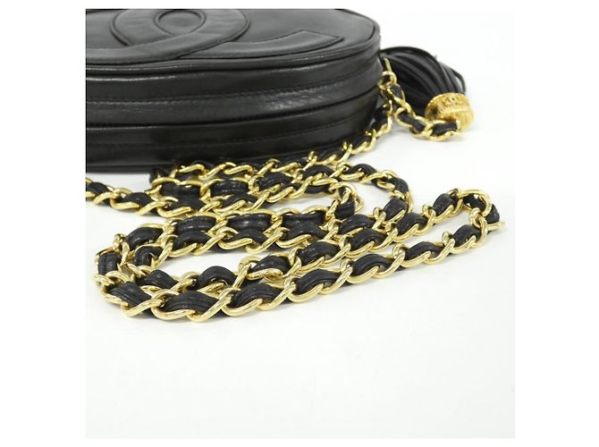 Borsa a tracolla Chanel in pelle di agnello nera Nero - vista 8
