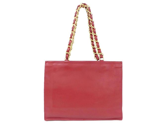 Borsa Chanel in pelle di agnello rossa Rosso - vista 2