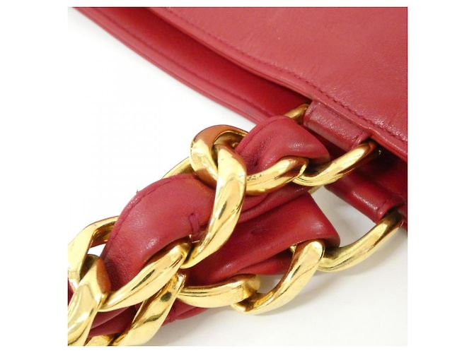 Borsa Chanel in pelle di agnello rossa Rosso - vista 8