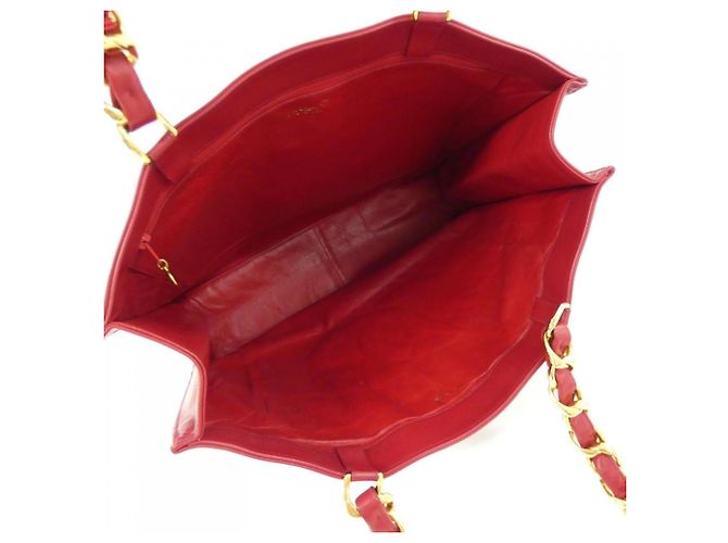 Borsa Chanel in pelle di agnello rossa Rosso - vista 9