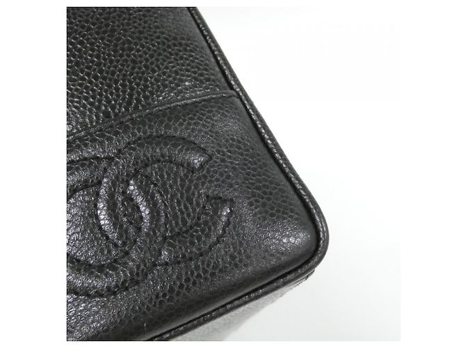 Borsa a tracolla Chanel in pelle di vitello granulata Nero - vista 7
