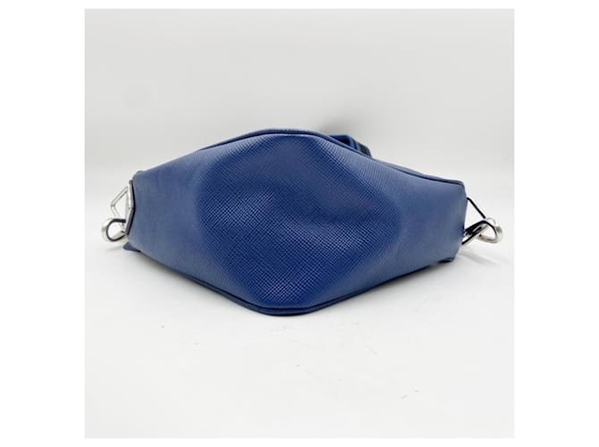 Borsa a tracolla Prada Triangle in pelle blu - vista 3