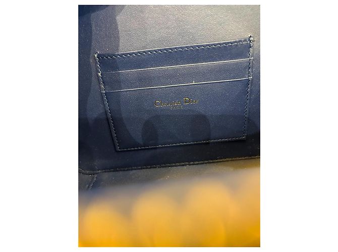 Bolsa Dior Caro Box Couro de Bezerro Azul Marinho - vista 10