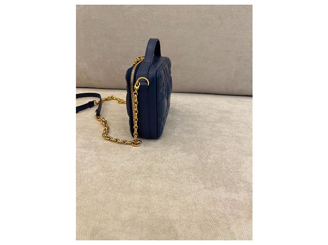 Bolsa Dior Caro Box Couro de Bezerro Azul Marinho - vista 5