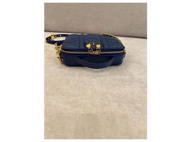 Bolsa Dior Caro Box Couro de Bezerro Azul Marinho - vista 6
