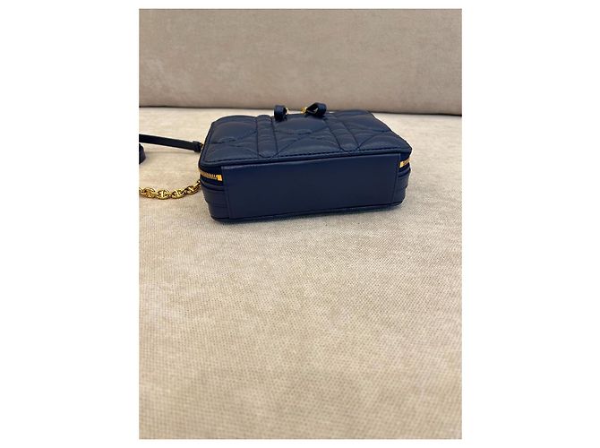 Bolsa Dior Caro Box Couro de Bezerro Azul Marinho - vista 7