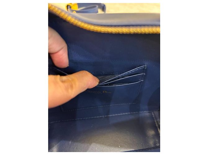 Bolsa Dior Caro Box Couro de Bezerro Azul Marinho - vista 9