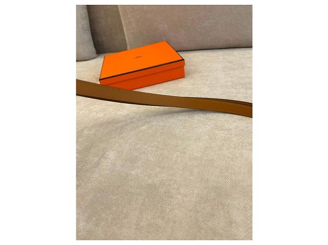 Hermès Kelly 18 Double Tour Gürtel Gold Epsom Leder Braun - Ansicht 2