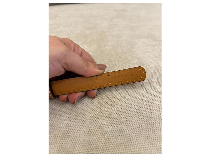 Hermès Kelly 18 Double Tour Gürtel Gold Epsom Leder Braun - Ansicht 3