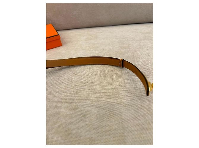 Hermès Kelly 18 Double Tour Gürtel Gold Epsom Leder Braun - Ansicht 4