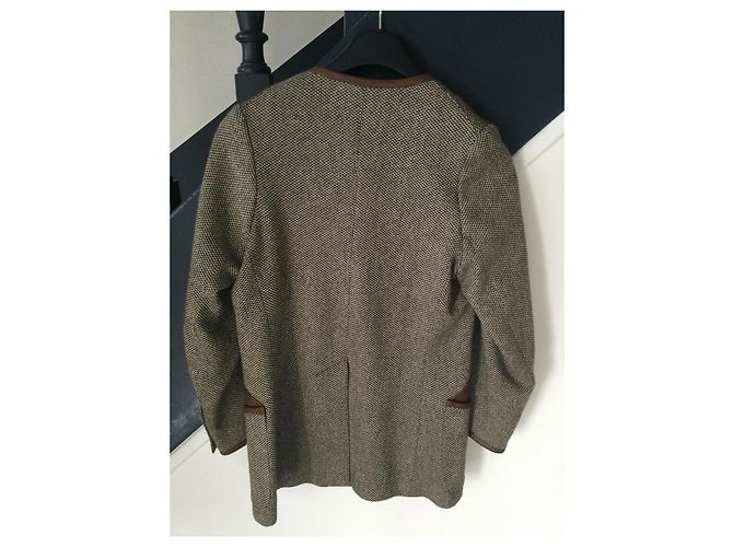 Hermès Jagdjacke aus Kamelhaar und Lammleder Braun Beige - Ansicht 3