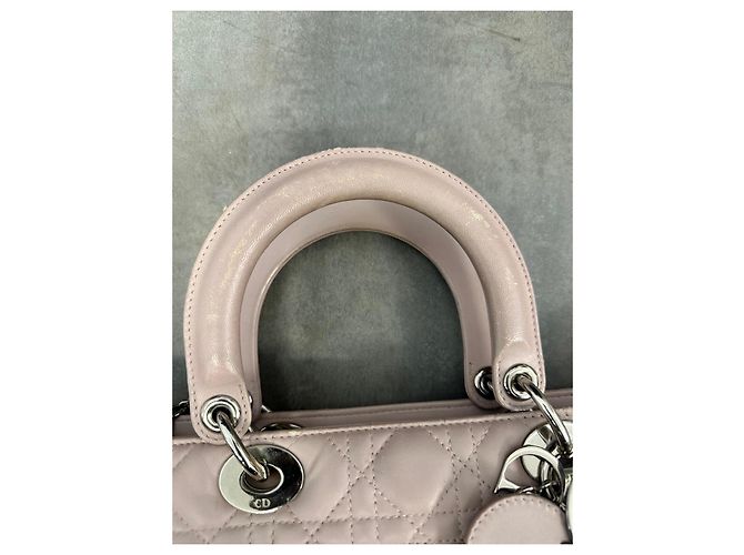 Dior Borsa Lady Dior Medium in Pelle Rosa Pallido - vista 10