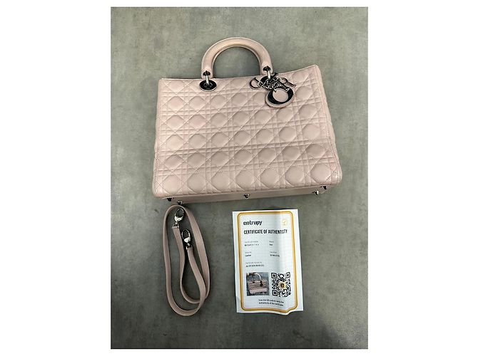 Dior Borsa Lady Dior Medium in Pelle Rosa Pallido - vista 2