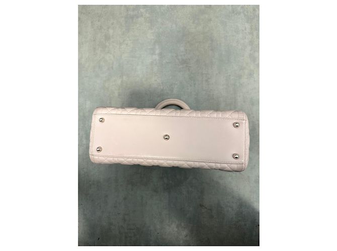 Dior Borsa Lady Dior Medium in Pelle Rosa Pallido - vista 9