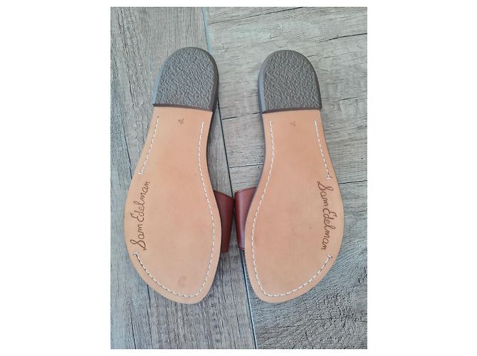 Sandali piatti in pelle marrone Sam Edelman con fibbia - vista 2
