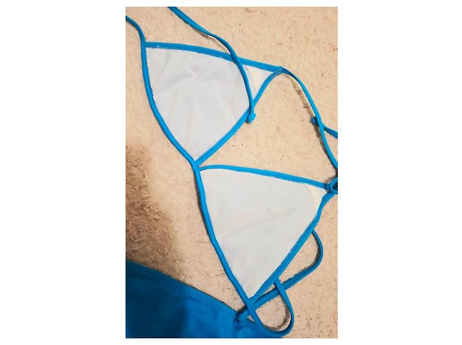Autre Marque Bikini a Triangolo Katia Blu con Rose e Paillettes - vista 7