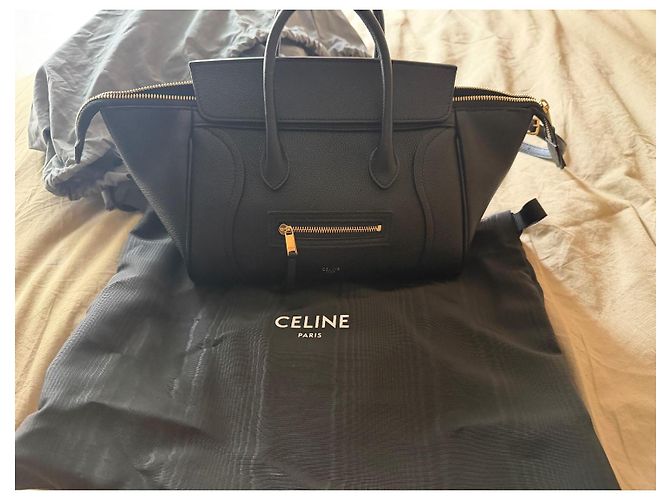 Céline Celine Nano Luggage Borsa in pelle nera Nero - vista 4