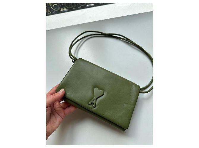 AMI Paris De Coeur Borsa Portafoglio con Catena - Pelle Verde - vista 2