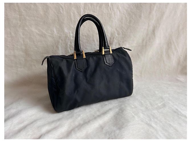 Dior Borsa Bowling in Tela Monogrammata Nera Nero Blu navy Gold hardware - vista 13