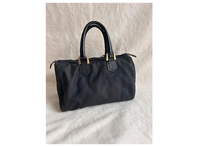 Dior Borsa Bowling in Tela Monogrammata Nera Nero Blu navy Gold hardware - vista 14