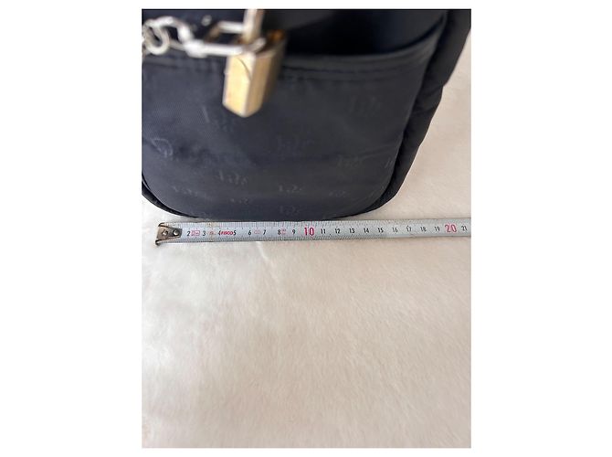 Dior Borsa Bowling in Tela Monogrammata Nera Nero Blu navy Gold hardware - vista 18