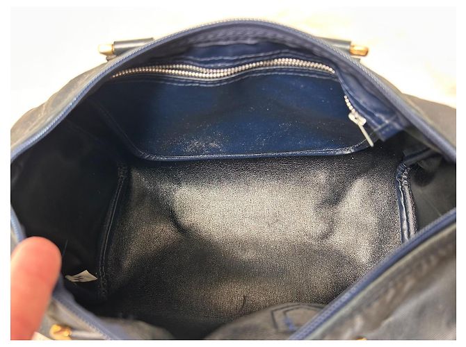 Dior Borsa Bowling in Tela Monogrammata Nera Nero Blu navy Gold hardware - vista 5