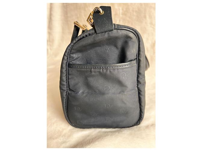 Dior Borsa Bowling in Tela Monogrammata Nera Nero Blu navy Gold hardware - vista 6