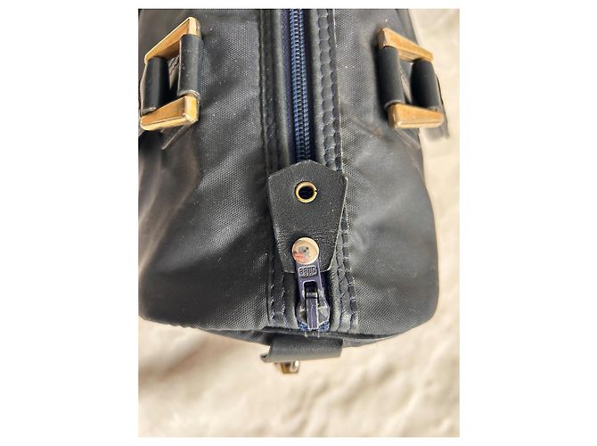Dior Borsa Bowling in Tela Monogrammata Nera Nero Blu navy Gold hardware - vista 7